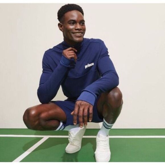 NWT Prince Pickleball Men's Ponte 1/4 Zip Pullover Sweater Top Blue L large - Picture 2 of 3